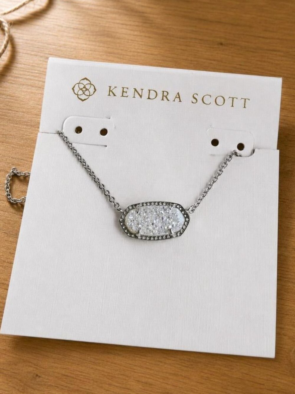 Kendra Scott Elisa Silver Iridescent Drusy Pendant Necklace